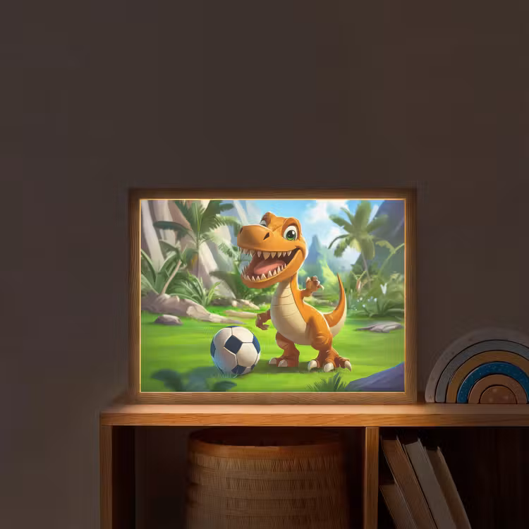Dino - Voetbal - Groen Light Box met batterij (Wandlamp kind) middel -sfeer1_kind