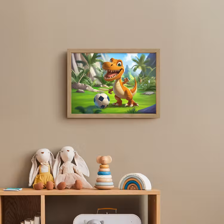 Dino - Voetbal - Groen Light Box met batterij (Wandlamp kind) middel -sfeer2_kind