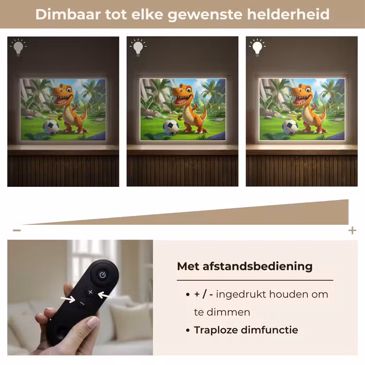 Dino - Voetbal - Groen Light Box met batterij (Wandlamp kind) middel -USP_dimbaarNL
