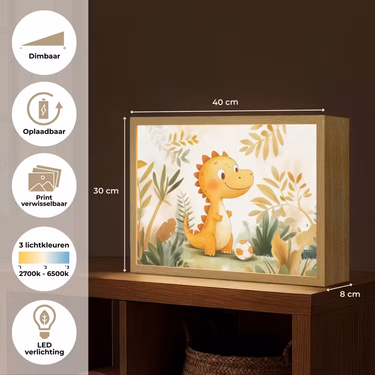 Dino - Voetbal - Oranje Light Box met batterij (Wandlamp kind) middel -USP_websiteoverzichtNL