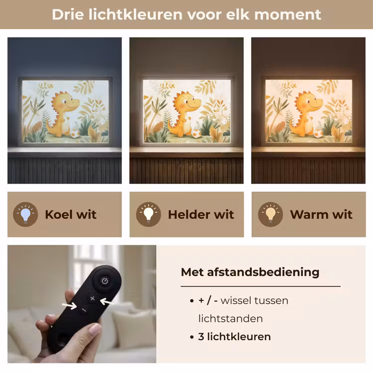 Dino - Voetbal - Oranje Light Box met batterij (Wandlamp kind) middel -USP_lichtkleurNL