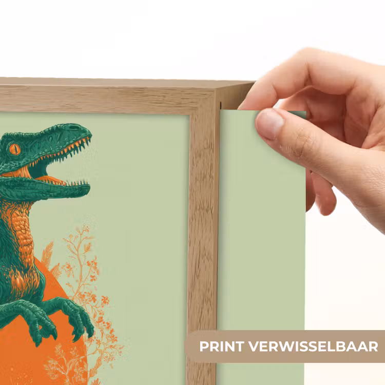 Dinosaurus - Groen - Planten - Cirkel Light Box met batterij (Wandlamp kind) middel -USP_websiteprintNL