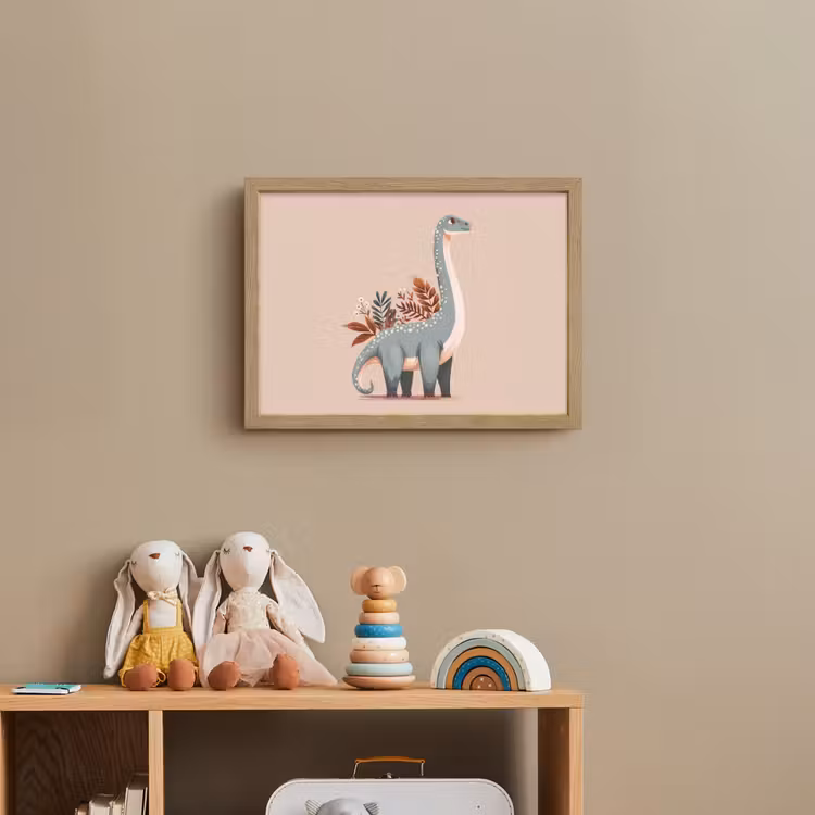 Dinosaurus - Planten - Beige Light Box met batterij (Wandlamp kind) middel -sfeer2_kind