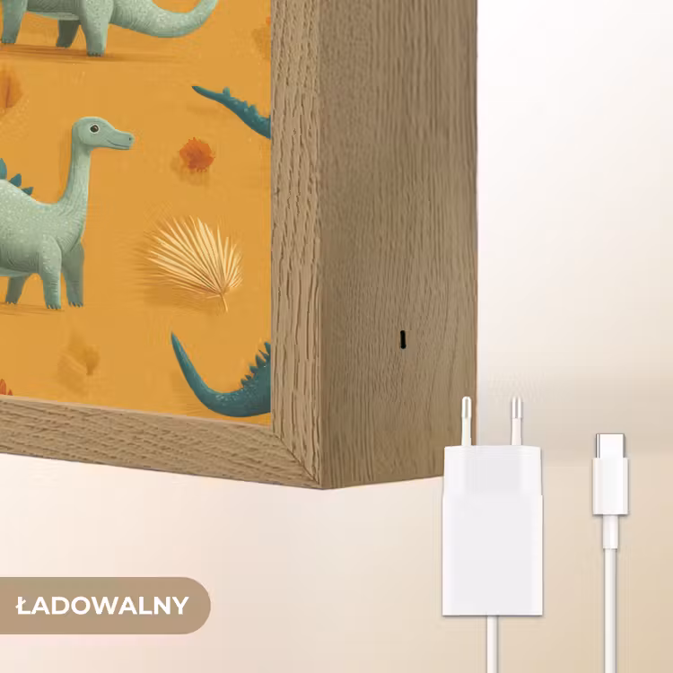 Dinosaurussen - Stekels - Herfstbladeren - Bruin Light Box met batterij (Wandlamp kind) middel -USP_websiteoplaadbaarNL