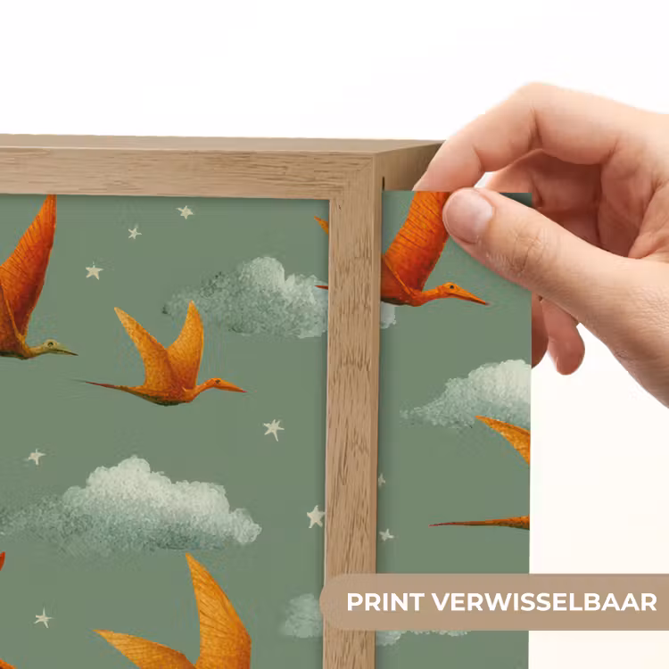 Dinosaurussen - Wolken - Sterren - Oranje Light Box met batterij (Wandlamp kind) middel -USP_websiteprintNL