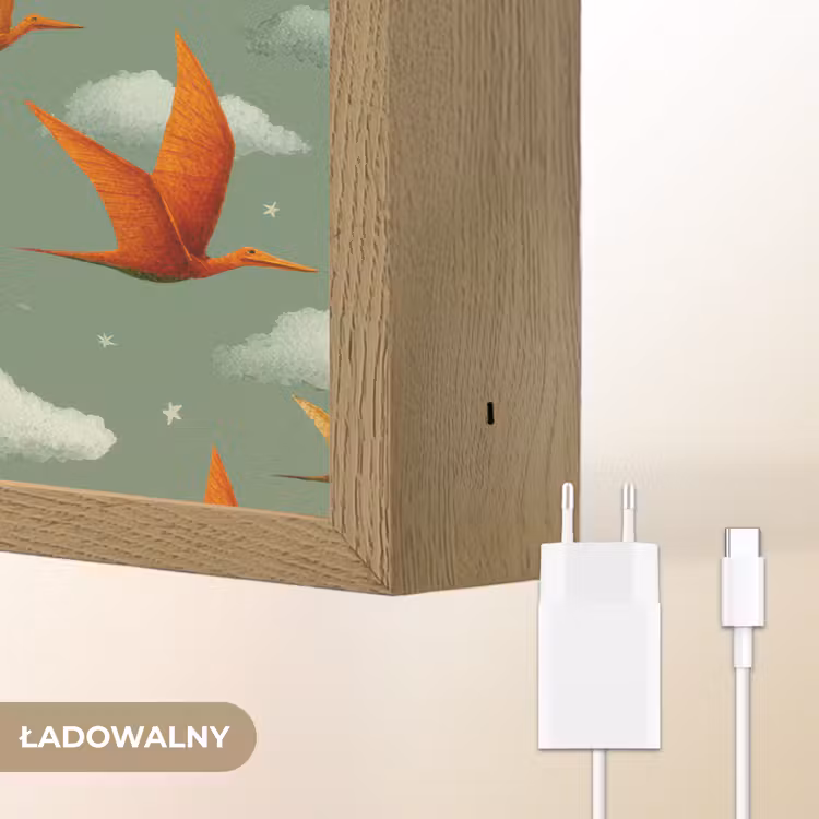 Dinosaurussen - Wolken - Sterren - Oranje Light Box met batterij (Wandlamp kind) middel -USP_websiteoplaadbaarNL