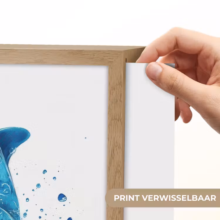 Dolfijn - Blauw - Water - Druppels Light Box met batterij (Wandlamp kind) middel -USP_websiteprintNL