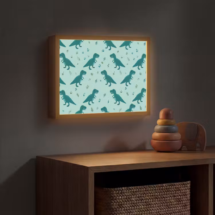 Donkergroen - Dinosaurussen - Afdrukken - Bladeren Light Box met batterij (Wandlamp kind) middel -sfeer5_kind