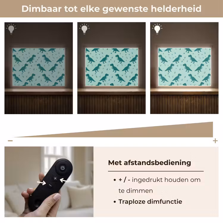 Donkergroen - Dinosaurussen - Afdrukken - Bladeren Light Box met batterij (Wandlamp kind) middel -USP_dimbaarNL