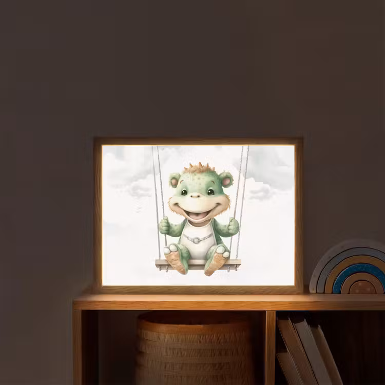 Draak - Baby dier - Kinderen Light Box met batterij (Wandlamp kind) middel -sfeer1_kind