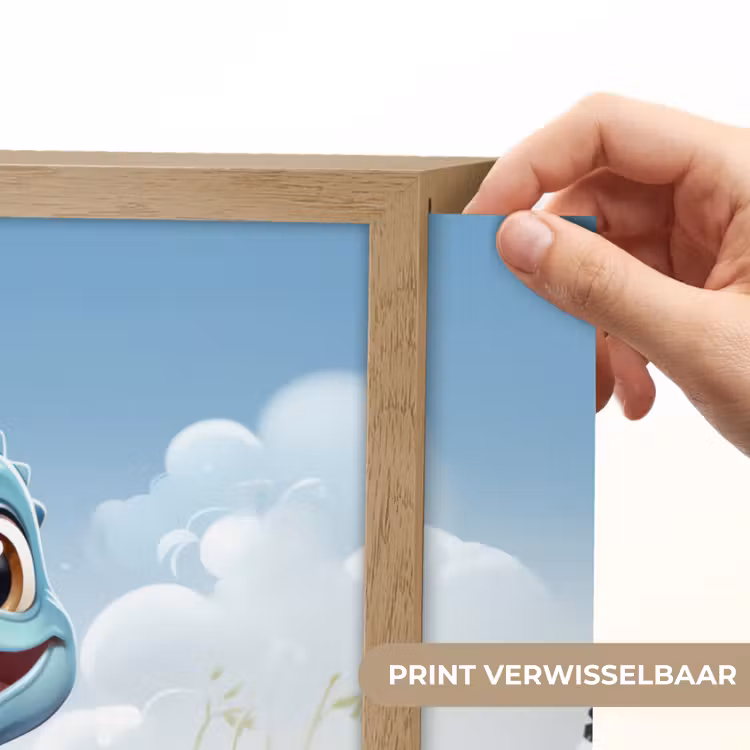 Draak - Blauw - Jongens - Kinderen Light Box met batterij (Wandlamp kind) middel -USP_websiteprintNL
