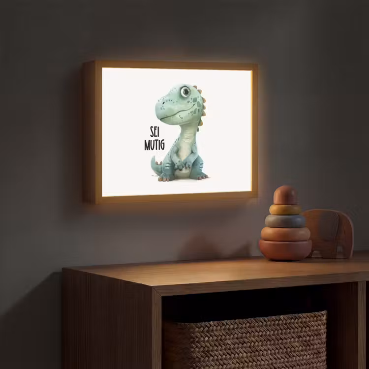 Draak - Wees moedig - Quote Light Box met batterij (Wandlamp kind) middel -sfeer5_kind