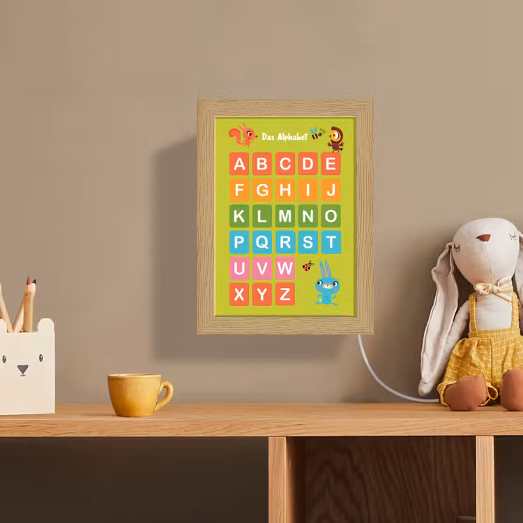 Educatief - Alfabet leren - Groen - Bosdieren - Letters Light Box met kabel (Wandlamp kind) klein -sfeer2_kind
