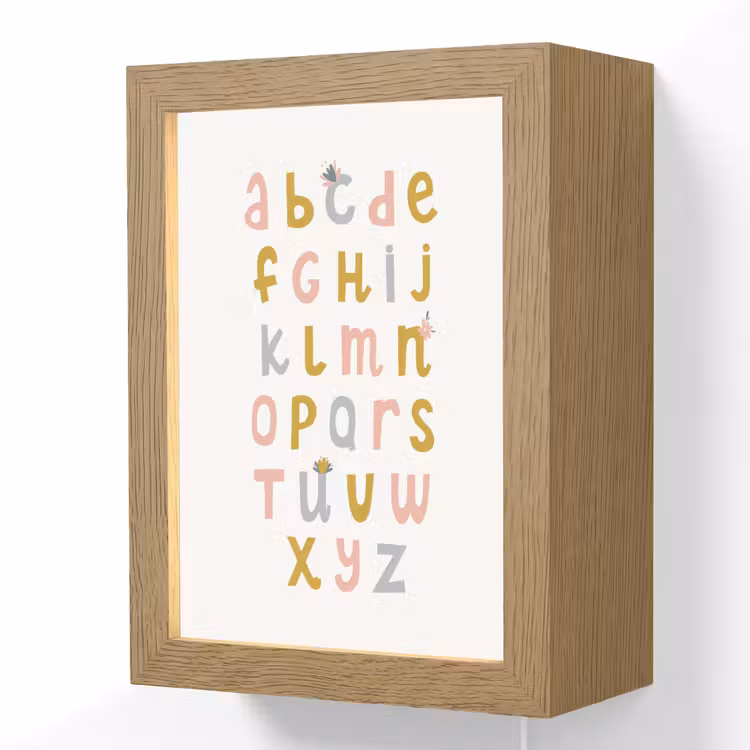 Educatief - Alfabet leren - Meisjes - Letters Light Box met kabel (Wandlamp kind) klein -3d