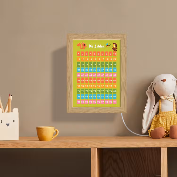 Educatief - Leren tellen - Groen - Bos dieren - Getallen Light Box met kabel (Wandlamp kind) klein -sfeer2_kind