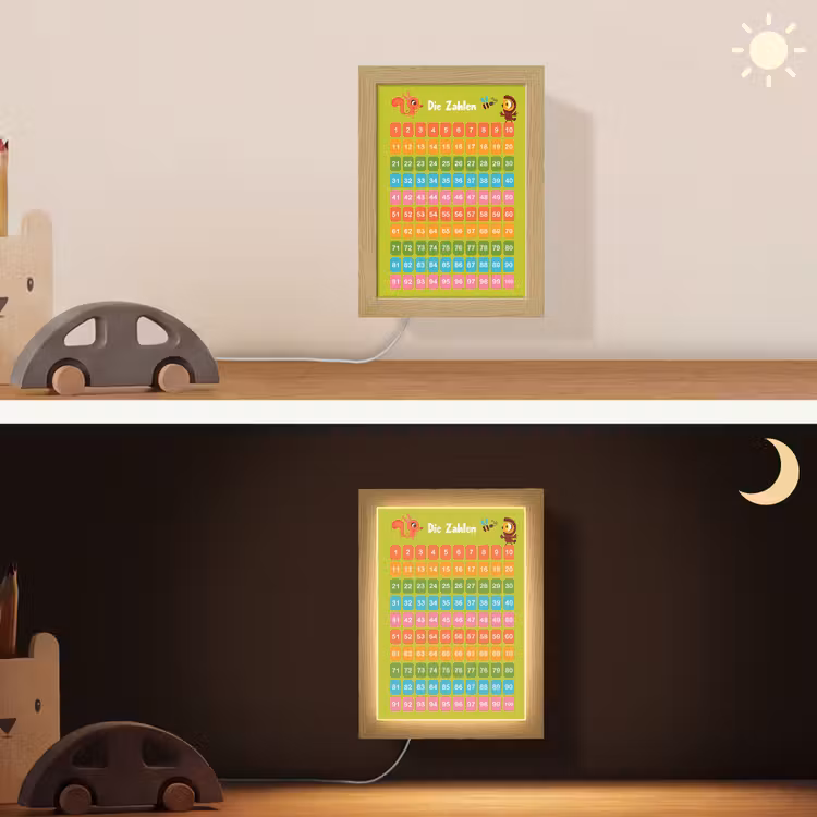 Educatief - Leren tellen - Groen - Bos dieren - Getallen Light Box met kabel (Wandlamp kind) klein -sfeer3_kind