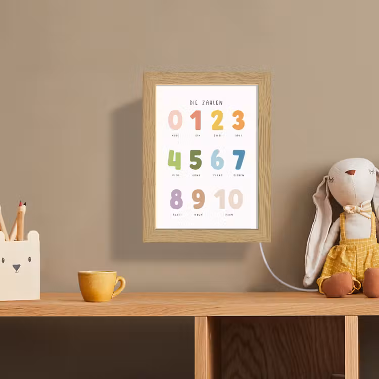 Educatief - Leren tellen - Wit - Kleuren - 1-10 Light Box met kabel (Wandlamp kind) klein -sfeer2_kind