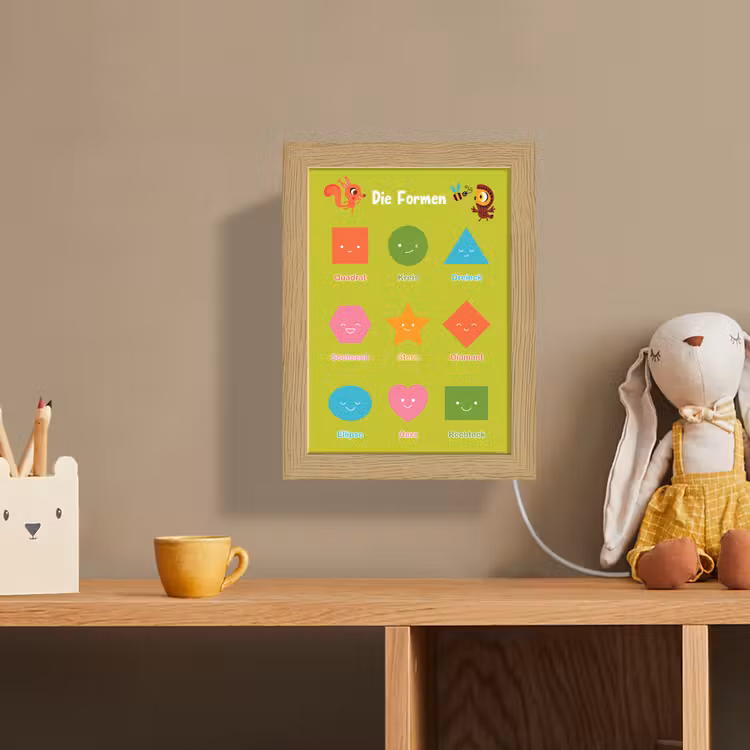 Educatief - Vormen leren - Groen - Geometrische vormen Light Box met kabel (Wandlamp kind) klein -sfeer2_kind