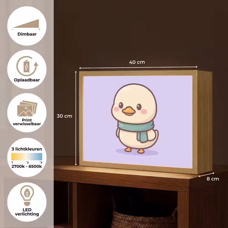 Eend - Sjaal - Paars Light Box met batterij (Wandlamp kind) middel -USP_websiteoverzichtNL