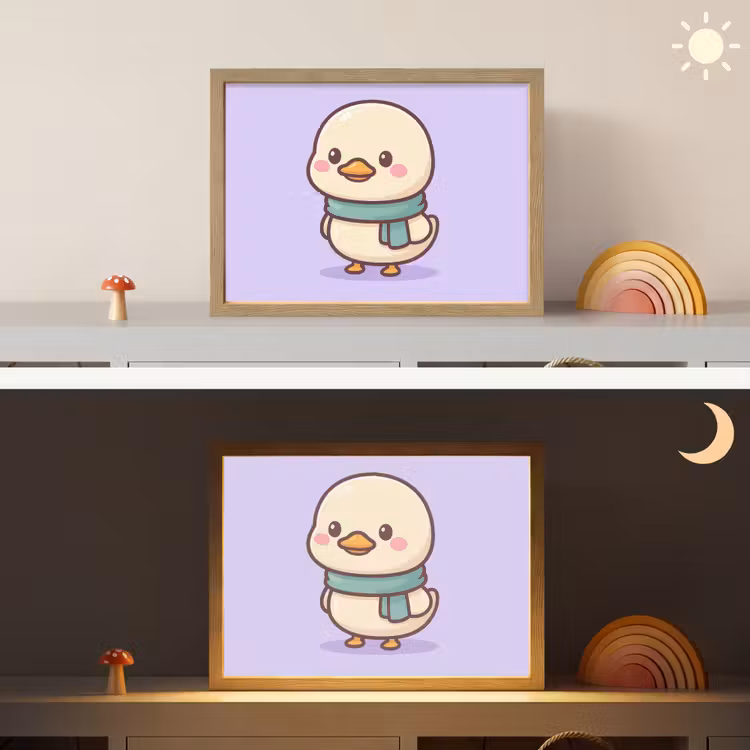 Eend - Sjaal - Paars Light Box met batterij (Wandlamp kind) middel -sfeer3_kind