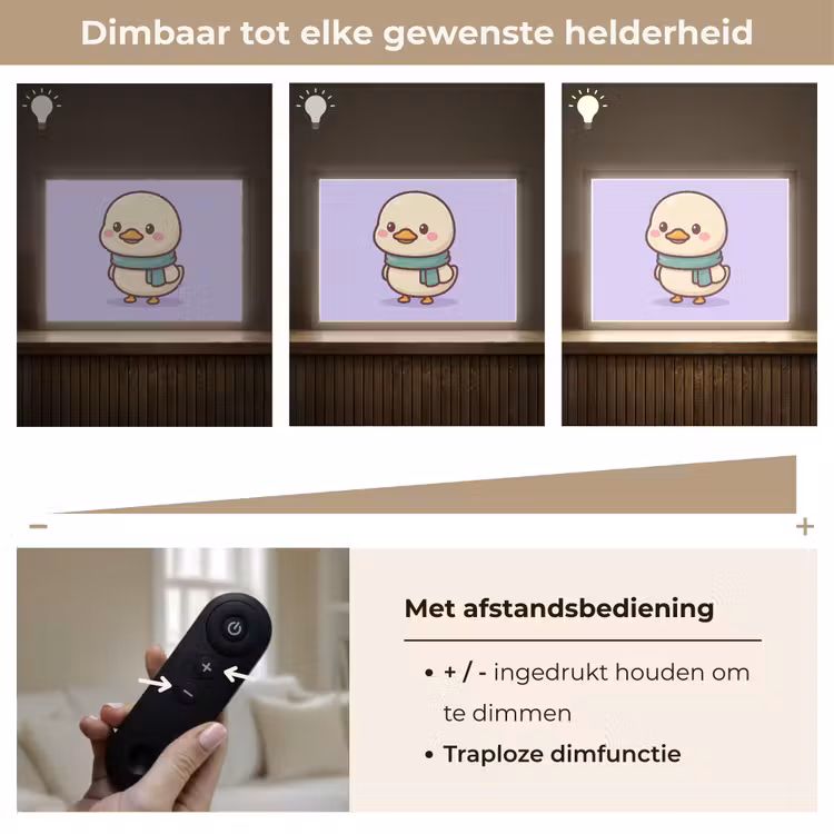 Eend - Sjaal - Paars Light Box met batterij (Wandlamp kind) middel -USP_dimbaarNL