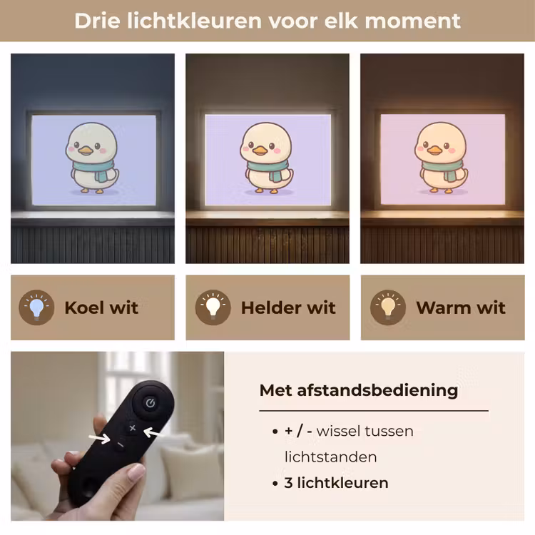 Eend - Sjaal - Paars Light Box met batterij (Wandlamp kind) middel -USP_lichtkleurNL