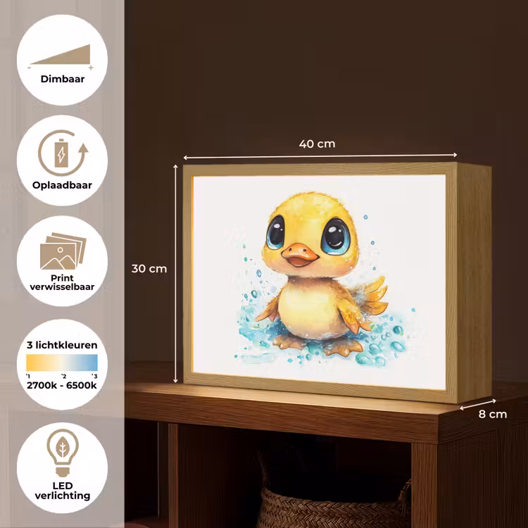 Eendje - Badeend - Geel Light Box met batterij (Wandlamp kind) middel -USP_websiteoverzichtNL