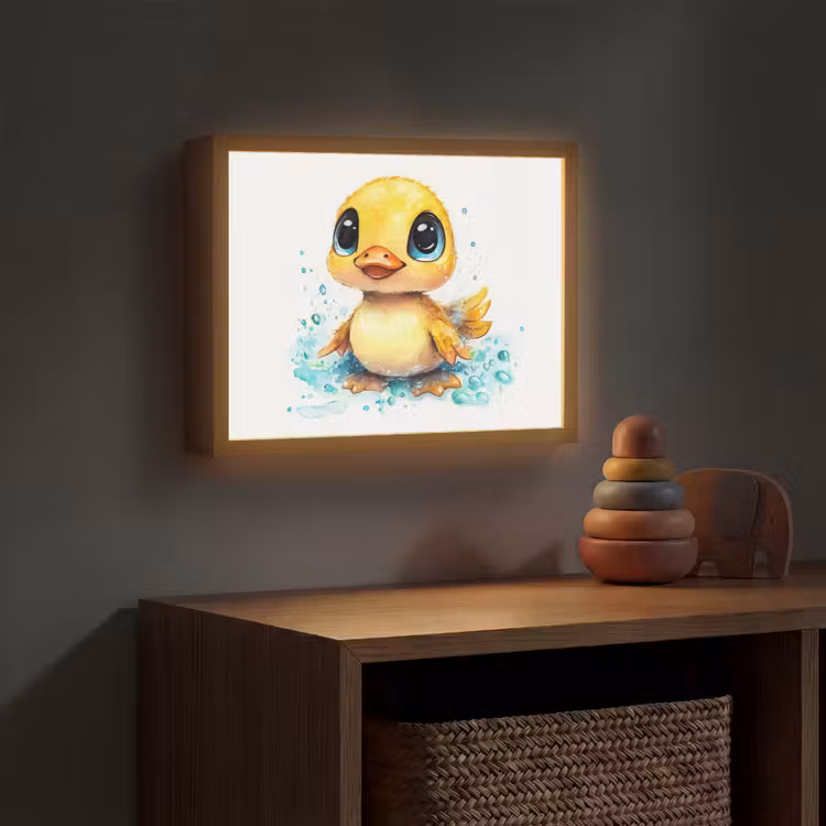 Eendje - Badeend - Geel Light Box met batterij (Wandlamp kind) middel -sfeer5_kind