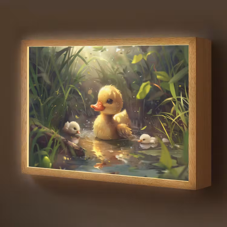 Eendjes - Dieren - Natuur Light Box met batterij (Wandlamp kind) middel -z3d_website