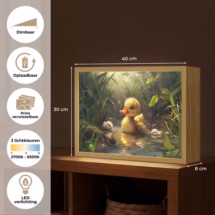Eendjes - Dieren - Natuur Light Box met batterij (Wandlamp kind) middel -USP_websiteoverzichtNL