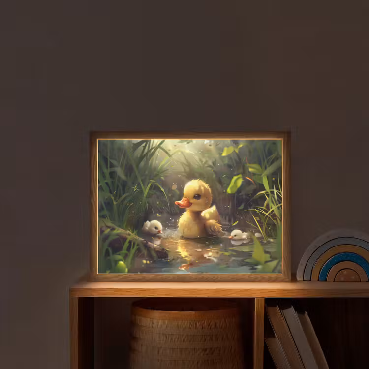 Eendjes - Dieren - Natuur Light Box met batterij (Wandlamp kind) middel -sfeer1_kind