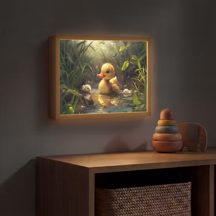 Eendjes - Dieren - Natuur Light Box met batterij (Wandlamp kind) middel -sfeer5_kind
