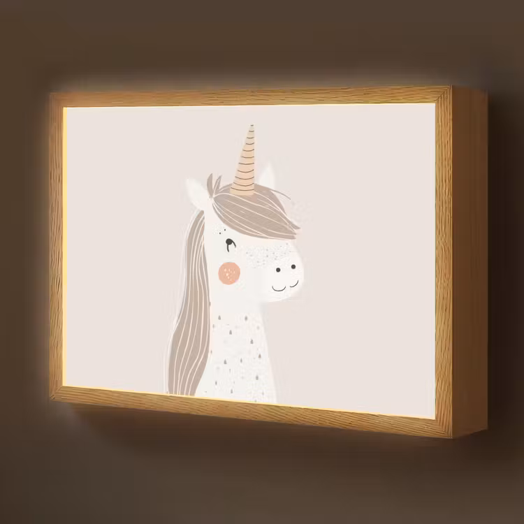Eenhoorn - Pastel kleuren - Unicorn Light Box met batterij (Wandlamp kind) middel -z3d_website