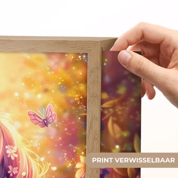 Eenhoorn - Roze - Kleurrijk - Sprookjesbos Light Box met batterij (Wandlamp kind) middel -USP_websiteprintNL
