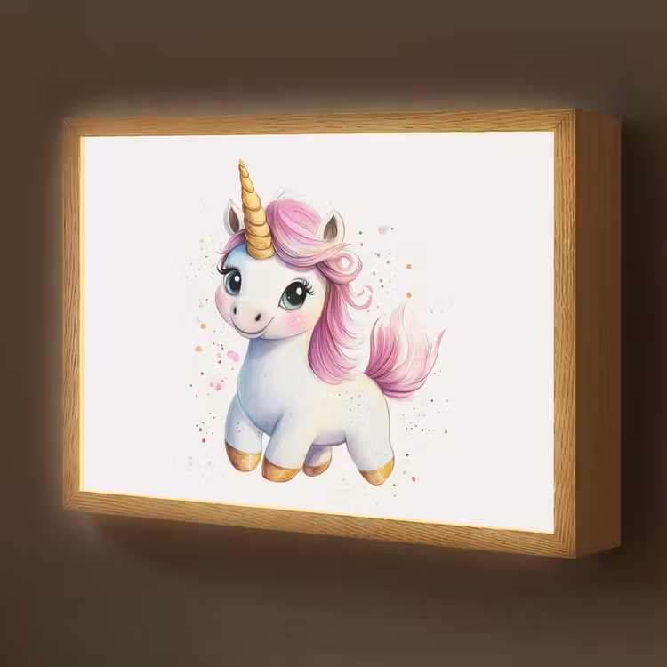 Eenhoorn - Roze - Magie Light Box met batterij (Wandlamp kind) middel -z3d_website