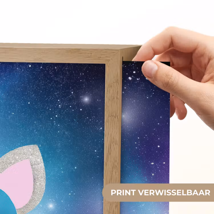 Eenhoorn - Sterren - Blauw Light Box met batterij (Wandlamp kind) middel -USP_websiteprintNL