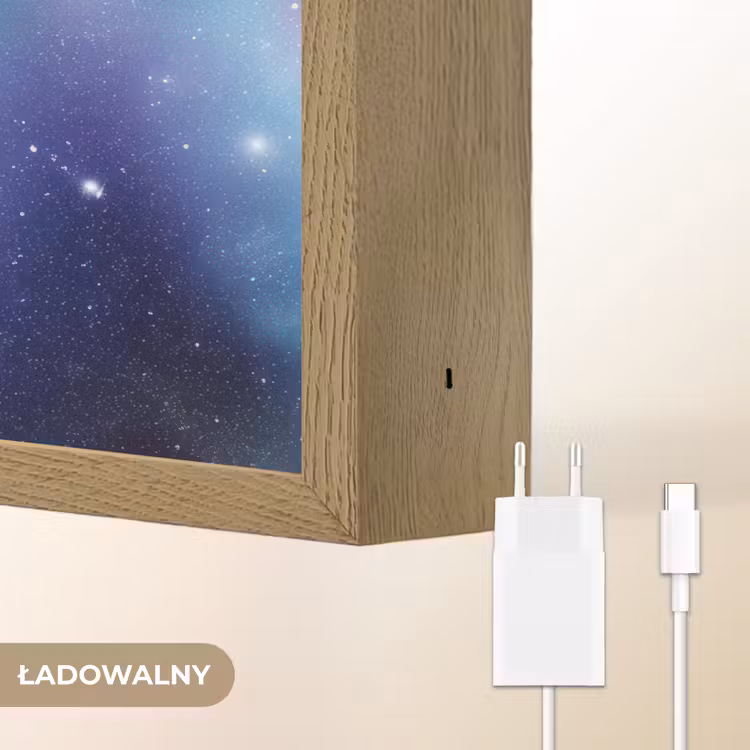 Eenhoorn - Sterren - Blauw Light Box met batterij (Wandlamp kind) middel -USP_websiteoplaadbaarNL