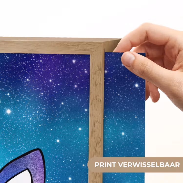 Eenhoorn - Sterrenhemel - Ster - Blauw Light Box met batterij (Wandlamp kind) middel -USP_websiteprintNL