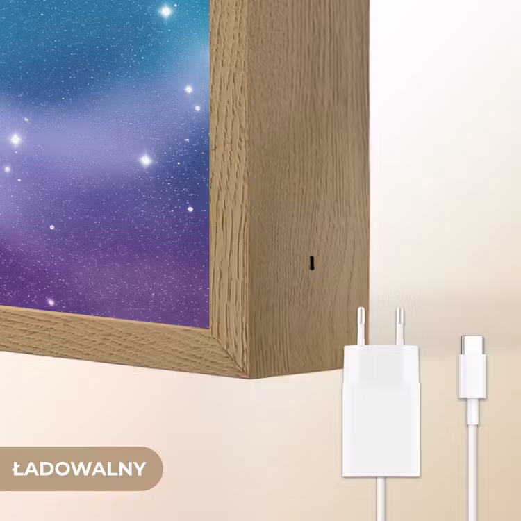 Eenhoorn - Sterrenhemel - Ster - Blauw Light Box met batterij (Wandlamp kind) middel -USP_websiteoplaadbaarNL
