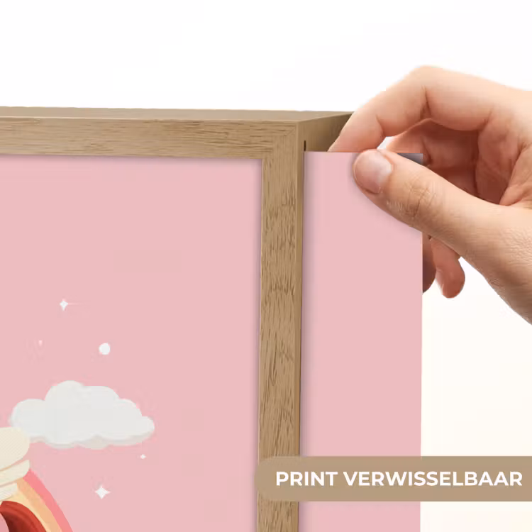 Eenhoorn - Vleugels - Roze - Regenboog Light Box met batterij (Wandlamp kind) middel -USP_websiteprintNL