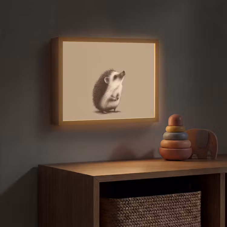 Egel - Snuitje - Bruin - Stekels Light Box met batterij (Wandlamp kind) middel -sfeer5_kind