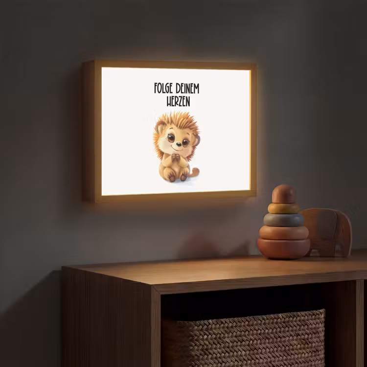 Egel - Wit - Dieren - Quote - Hart Light Box met batterij (Wandlamp kind) middel -sfeer5_kind