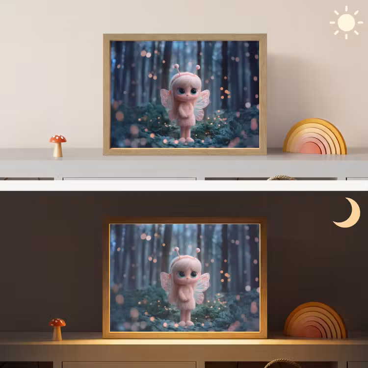 Elfje - Cartoon - Bos - Lichtjes Light Box met batterij (Wandlamp kind) middel -sfeer3_kind