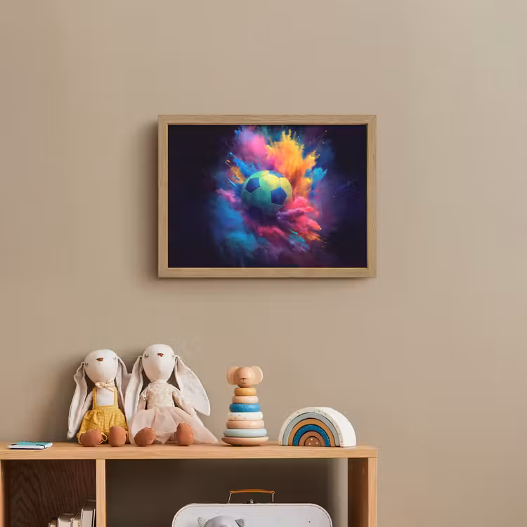 Explosie - Kleurrijk - Voetbal - Abstract Light Box met batterij (Wandlamp kind) middel -sfeer2_kind
