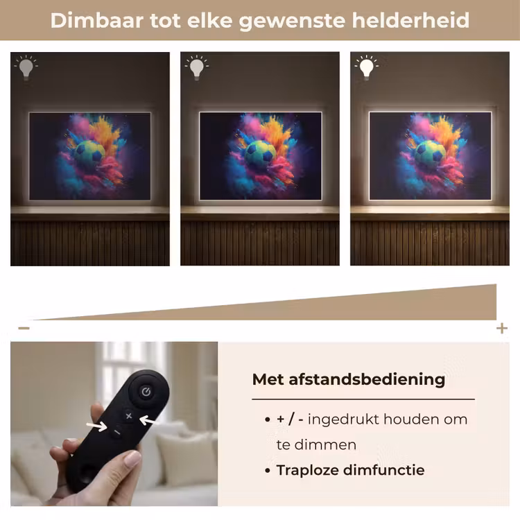 Explosie - Kleurrijk - Voetbal - Abstract Light Box met batterij (Wandlamp kind) middel -USP_dimbaarNL