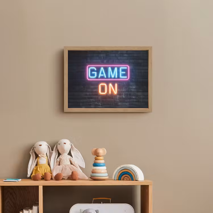 Game on - Neon - Muur Light Box met batterij (Wandlamp kind) middel -sfeer2_kind