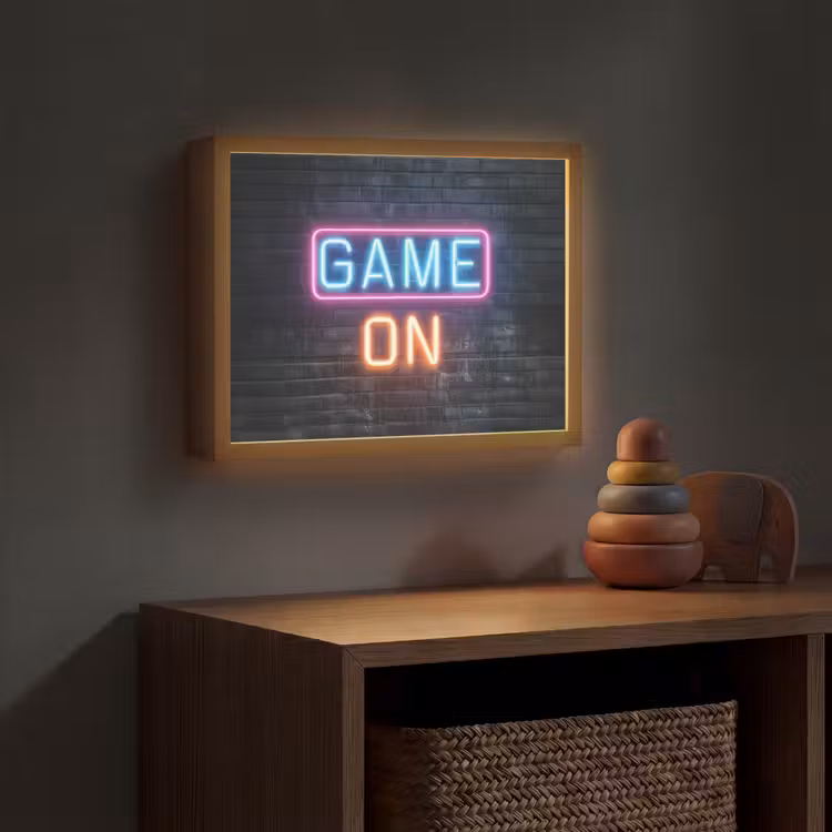 Game on - Neon - Muur Light Box met batterij (Wandlamp kind) middel -sfeer5_kind
