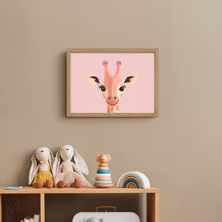 Giraffe - Illustratie - Roze Light Box met batterij (Wandlamp kind) middel -sfeer2_kind