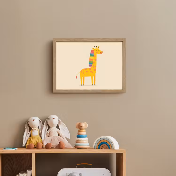 Giraffe - Regenboogmanen - Beige Light Box met batterij (Wandlamp kind) middel -sfeer2_kind
