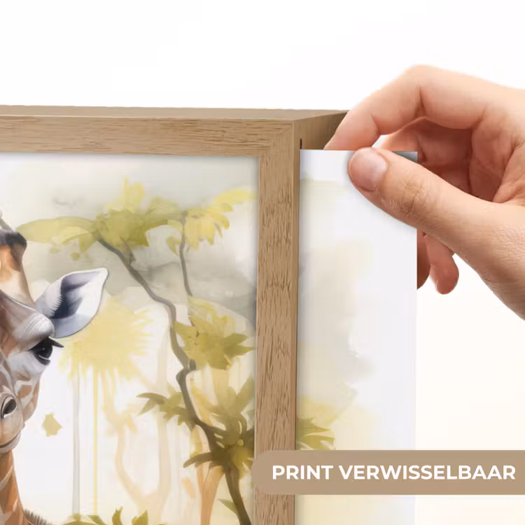 Giraffe - Wilde dieren - Natuur - Kinderen Light Box met batterij (Wandlamp kind) middel -USP_websiteprintNL